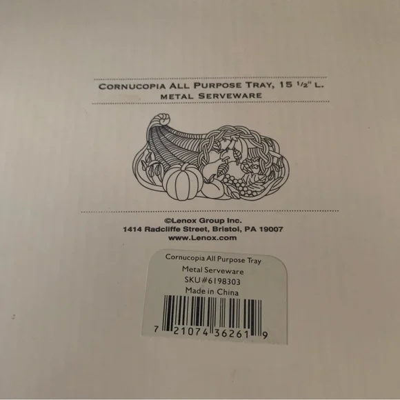 Lenox Cornucopia All Purpose Metal Tray 15.5”
